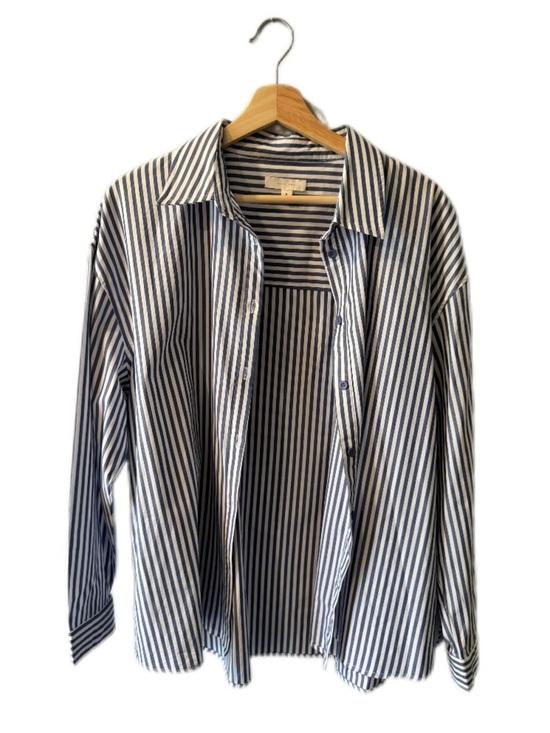 All Row Tops - All Row Blue Stripe Button Down Shirt Women's M